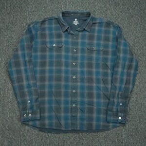 Kuhl Shirt Mens XXL Blue Plaid Shattered Flannel Long Sleeve Button 2XL